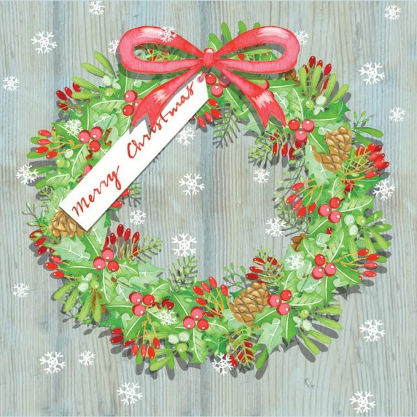 Christmas Card – Merry Christmas Wreath (pack of 10)