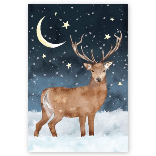 Christmas Card -  Moonlit Stag (pack of 10)