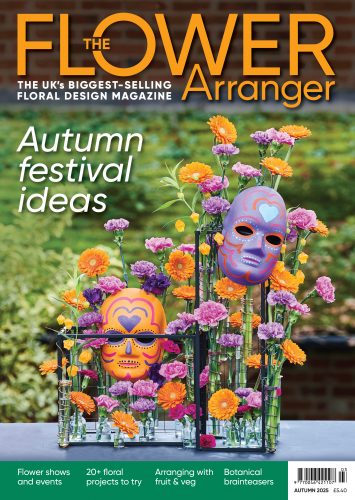 Orange and Purple Design with decorated masks